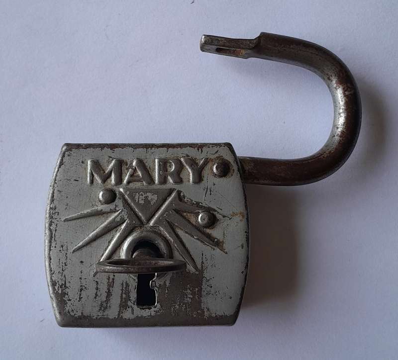Rare Antique "Mary" Padlock with Key.  Working.  7 x 5cm