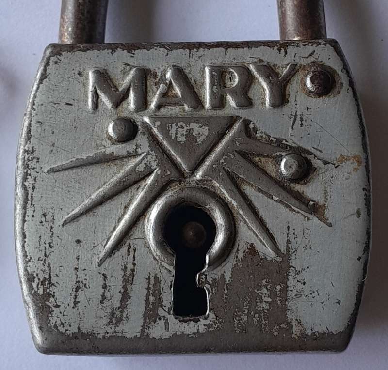 Rare Antique "Mary" Padlock with Key.  Working.  7 x 5cm