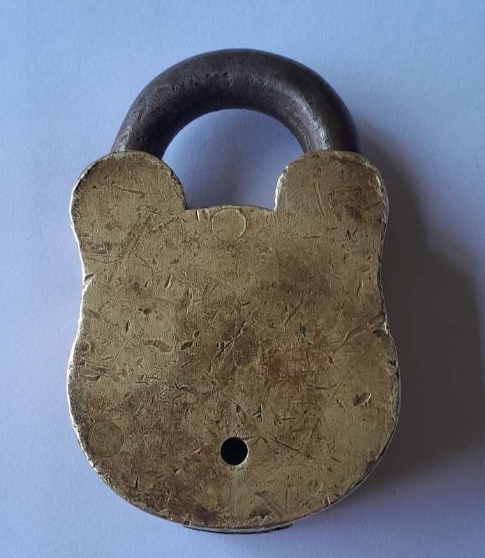 Antique Large Solid Brass Padlock.  No Key.  8 x 5cm