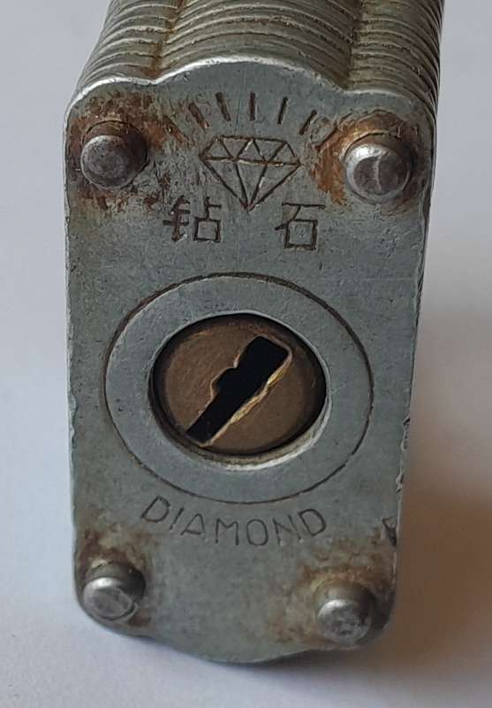 Vintage Diamond Chinese Padlock.  No Key.  5.5 x 4cm.