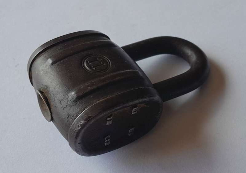 Rare Antique German "11" Barrell Padlock.  No Key.  6 x 3.5cm