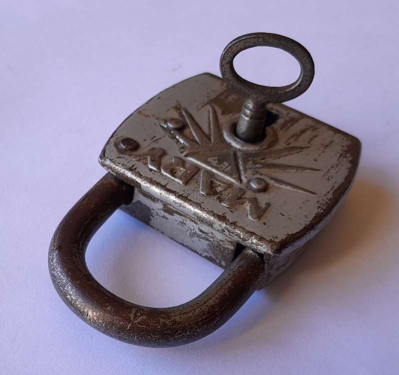 Rare Antique "Mary" Padlock with Key.  Working.  7 x 5cm