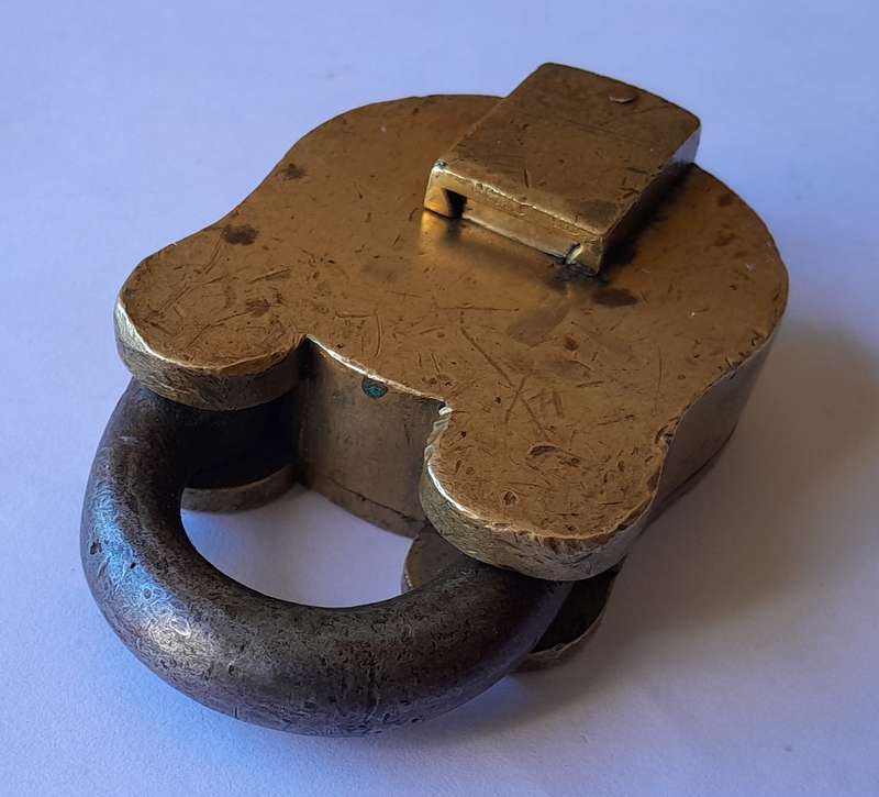 Antique Large Solid Brass Padlock.  No Key.  8 x 5cm