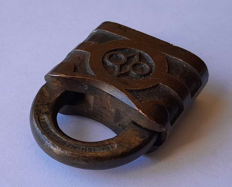 Antique Padlock.  British Manufacture.  No Key.  5.5 x 4.5cm