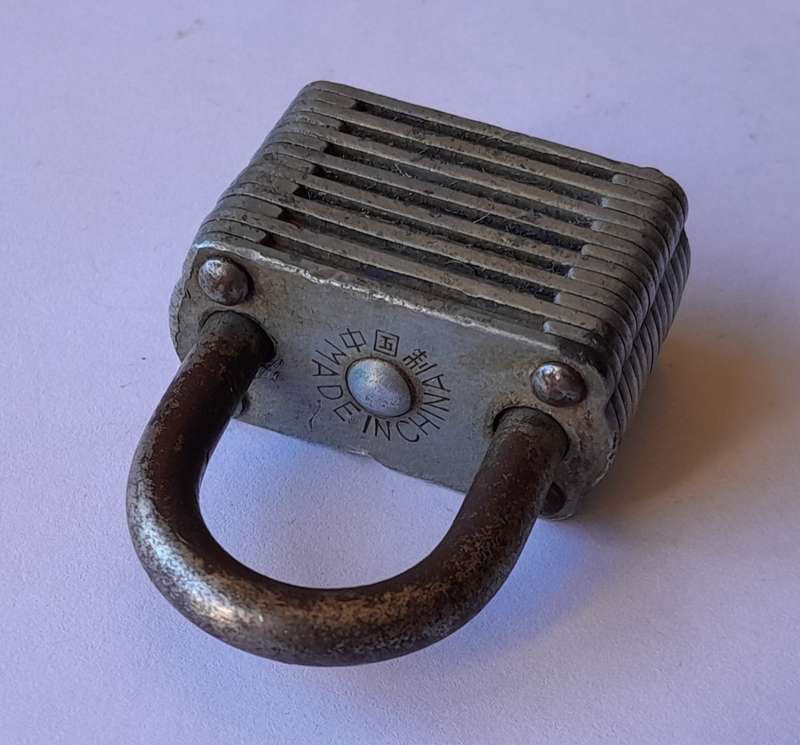 Vintage Diamond Chinese Padlock.  No Key.  5.5 x 4cm.