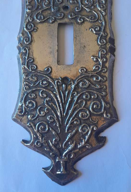 Vintage Cast Metal Ornate Light Switch Plate Cover.  21 x 8cm.