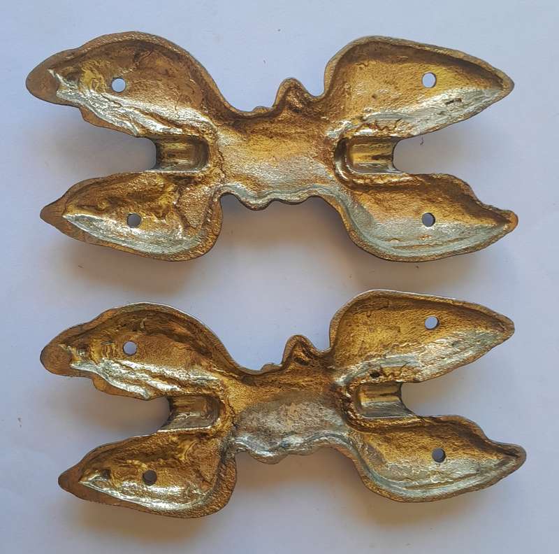 Pair Vintage Cast Brass Bow Mount Decorations.  13.5cm.