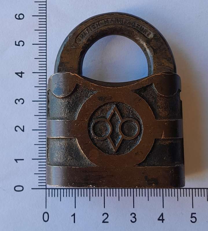 Antique Padlock.  British Manufacture.  No Key.  5.5 x 4.5cm