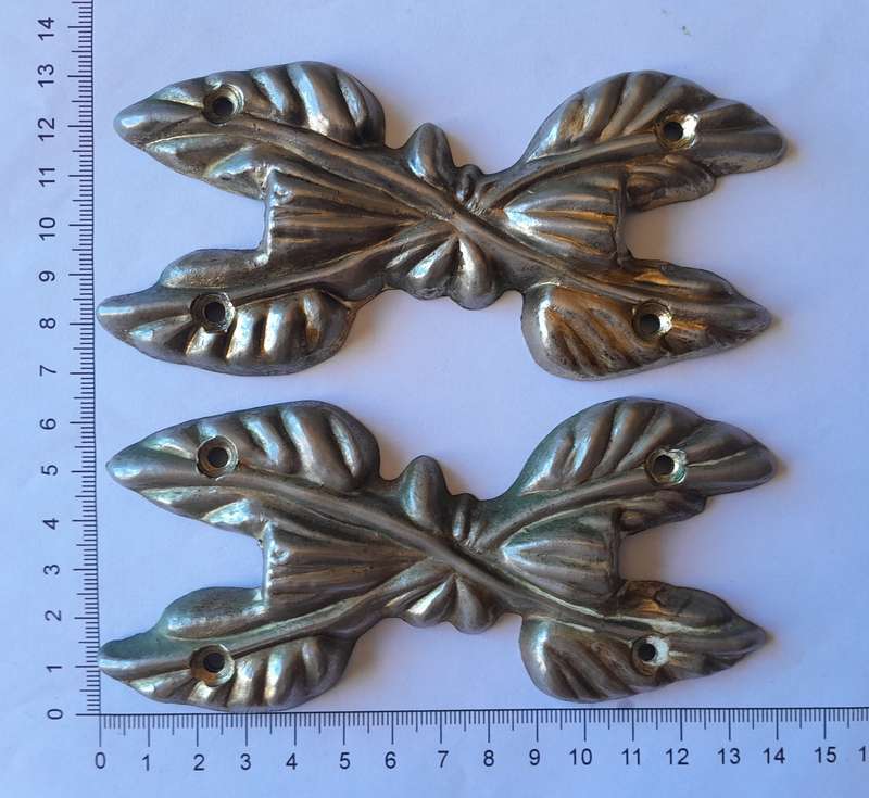 Pair Vintage Cast Brass Bow Mount Decorations.  13.5cm.