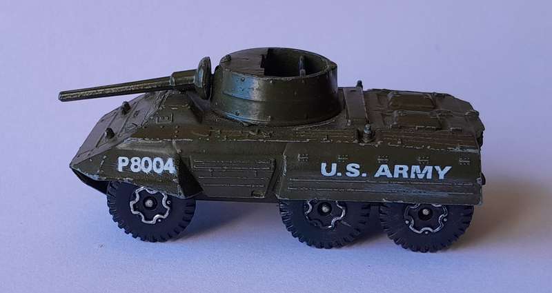 1970's Playart Die Cast US Army M8 Armoured Car. 6.5cm.