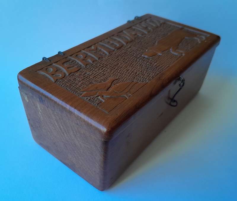 Boer War 1902 Bermuda POW Hand Carved Box.  11.3 x 5.7 x 4.6cm.