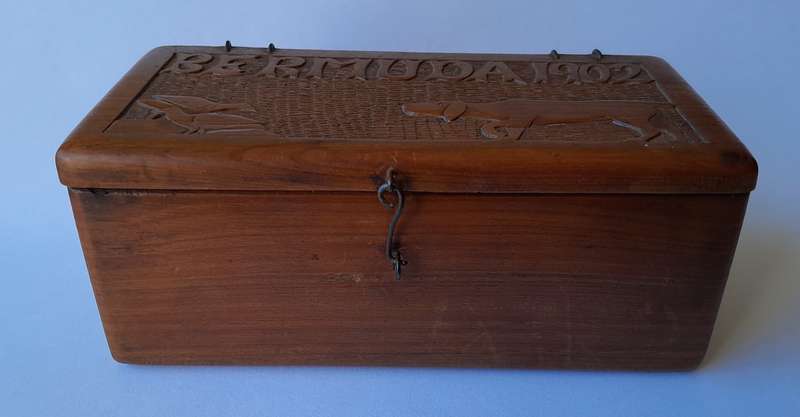 Boer War 1902 Bermuda POW Hand Carved Box.  11.3 x 5.7 x 4.6cm.