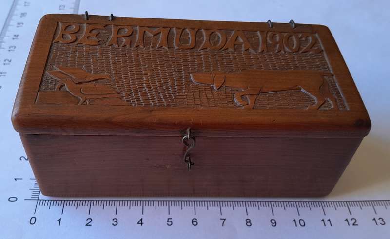 Boer War 1902 Bermuda POW Hand Carved Box.  11.3 x 5.7 x 4.6cm.