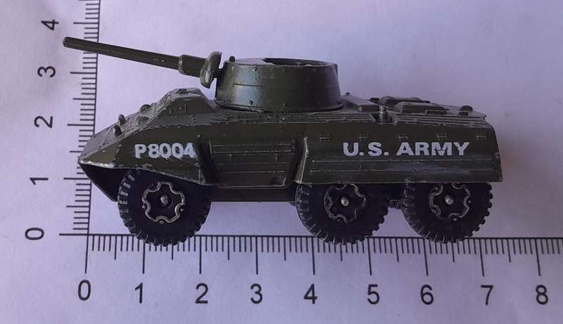 1970's Playart Die Cast US Army M8 Armoured Car. 6.5cm.