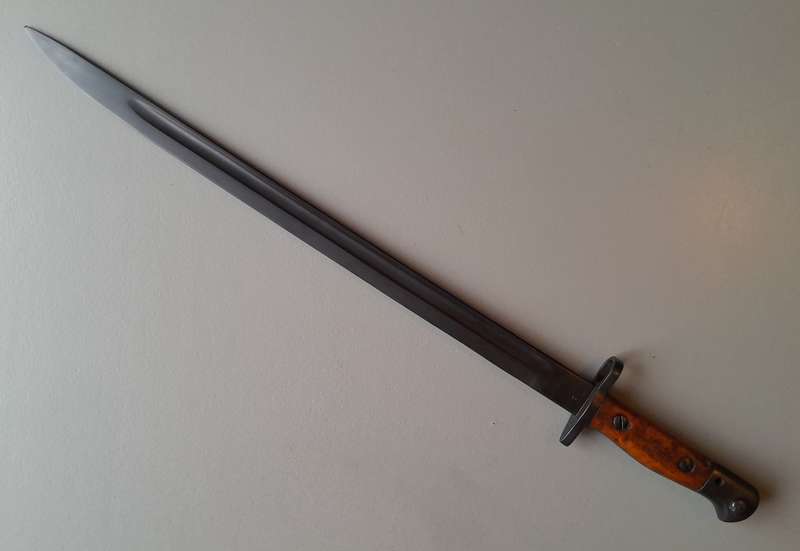 South African Police Pattern 1907 Parkerized Bayonet With Scabbard.