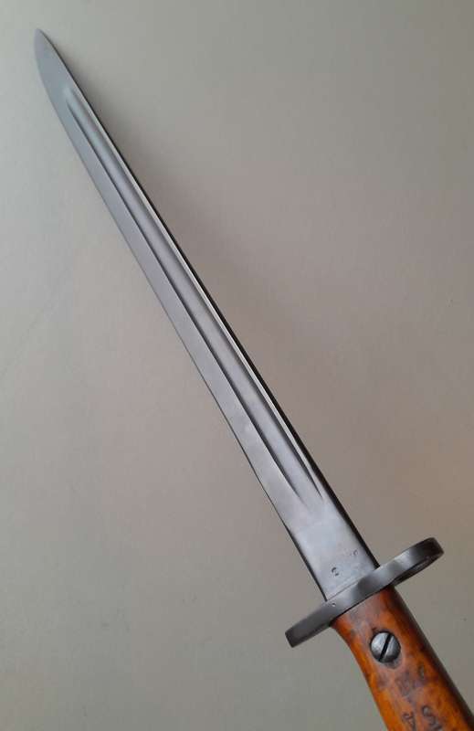 South African Police Pattern 1907 Parkerized Bayonet With Scabbard.