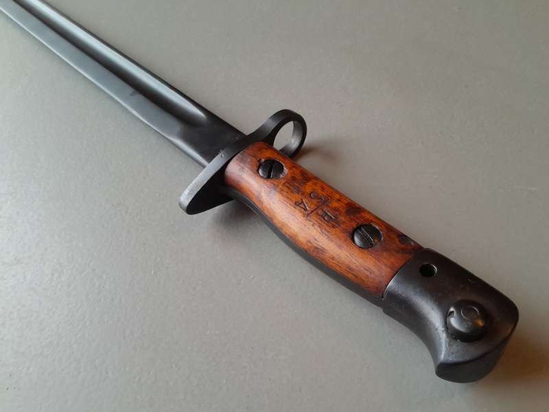 South African Police Pattern 1907 Parkerized Bayonet With Scabbard.