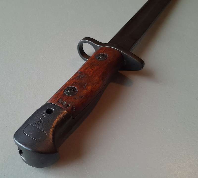 South African Police Pattern 1907 Parkerized Bayonet With Scabbard.