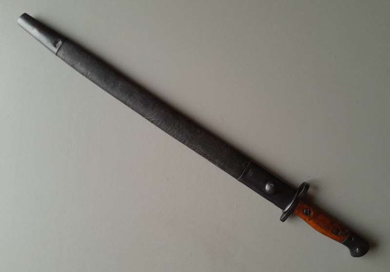 South African Police Pattern 1907 Parkerized Bayonet With Scabbard.