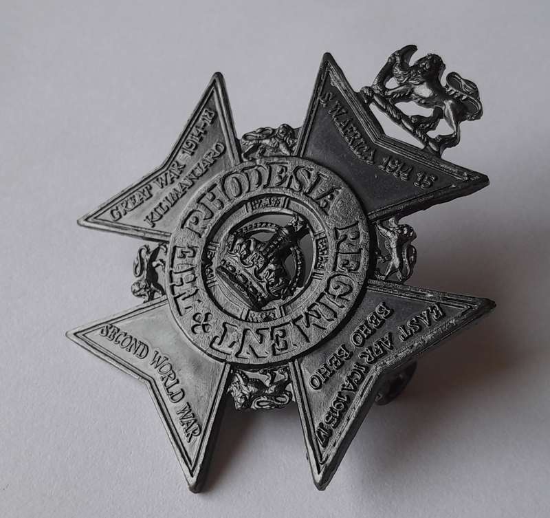 Rhodesian Regiment Cap Badge.  Lugs Intact.