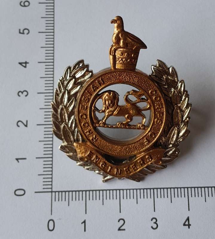 Rhodesian Corps of Engineers Cap Badge.  Lugs Intact.