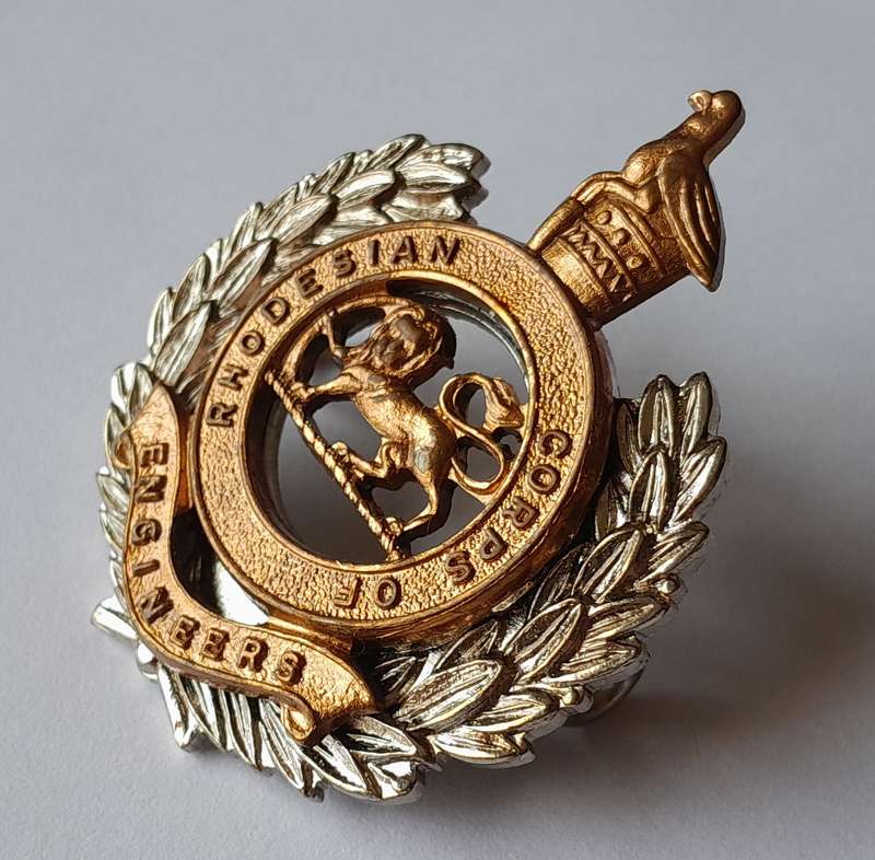Rhodesian Corps of Engineers Cap Badge.  Lugs Intact.