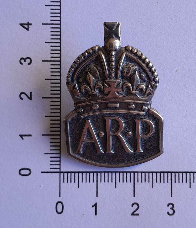 WW2 Solid Silver Air Raid Precautions Badge.  Royal Mint. No Clasp.