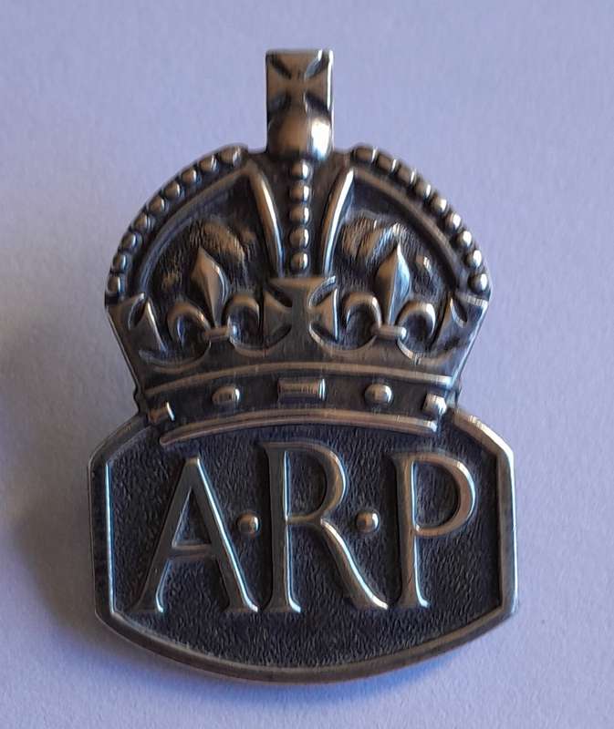 WW2 Solid Silver Air Raid Precautions Badge.  Royal Mint. No Clasp.