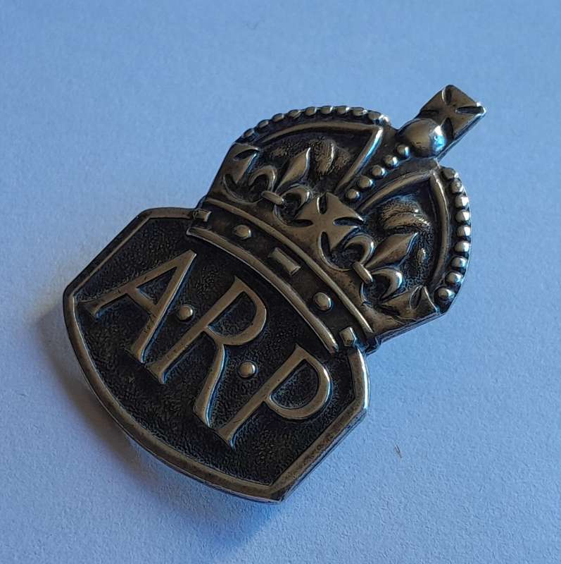 WW2 Solid Silver Air Raid Precautions Badge.  Royal Mint. No Clasp.