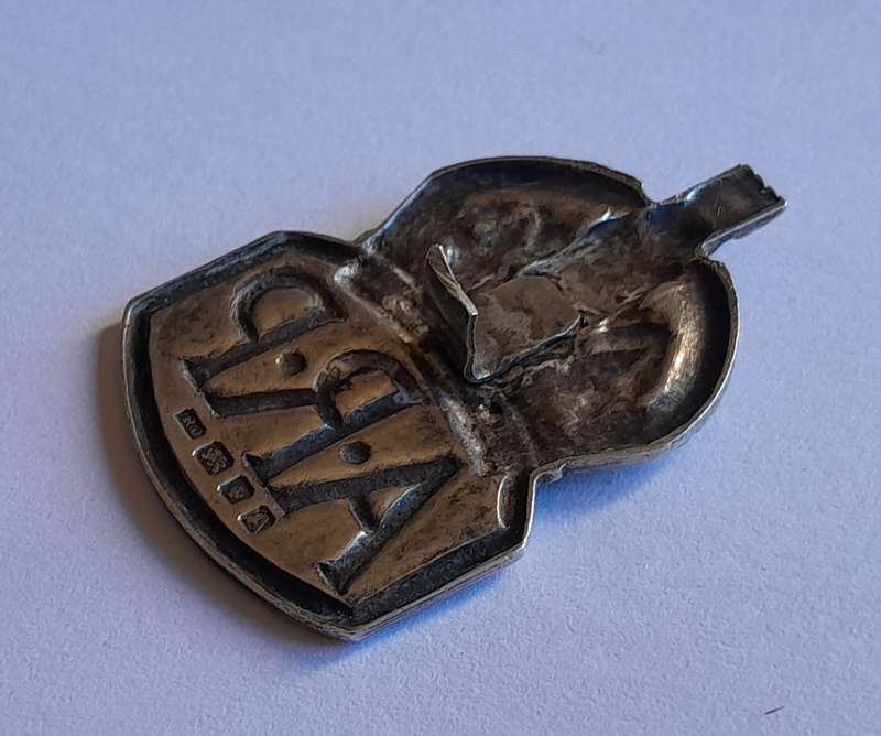 WW2 Solid Silver Air Raid Precautions Badge.  Royal Mint. No Clasp.