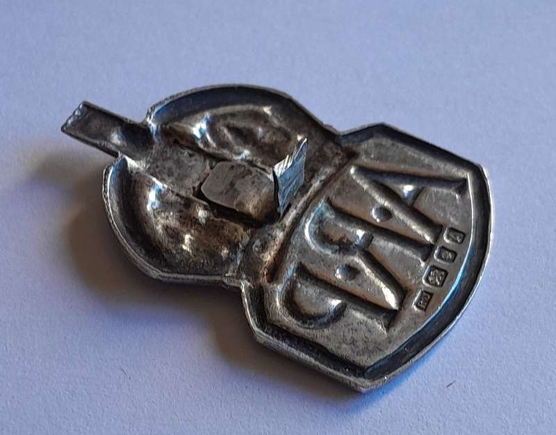 WW2 Solid Silver Air Raid Precautions Badge.  Royal Mint. No Clasp.