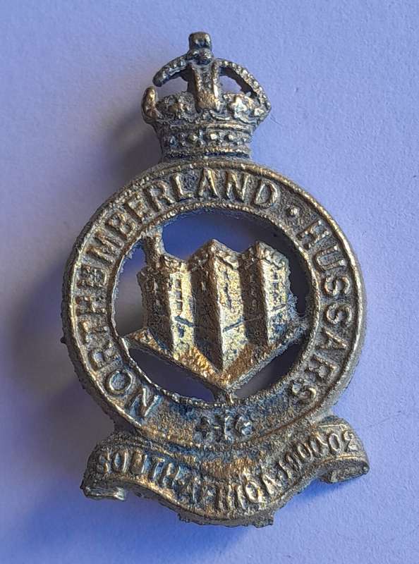 Early Northumberland Hussars "South Africa 1900-02" Badge. 1 Lug Intact.