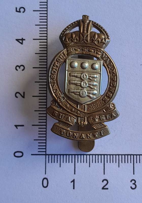 WW2 British Army Ordinance Corps Cap Badge.  Maker's Stamp. Slider Intact.