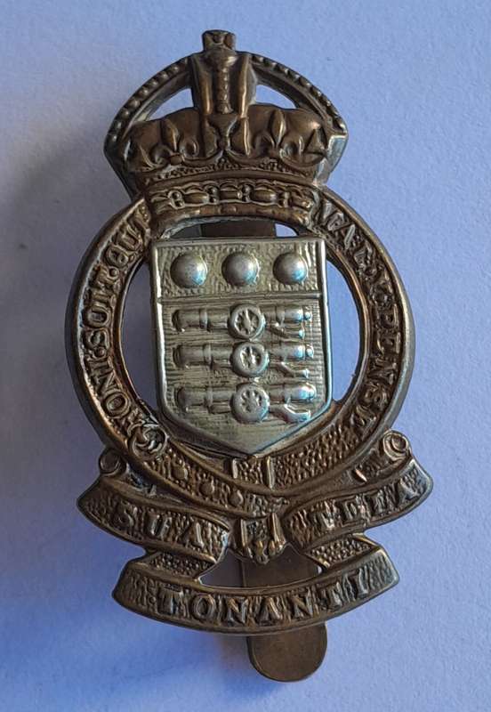 WW2 British Army Ordinance Corps Cap Badge.  Maker's Stamp. Slider Intact.