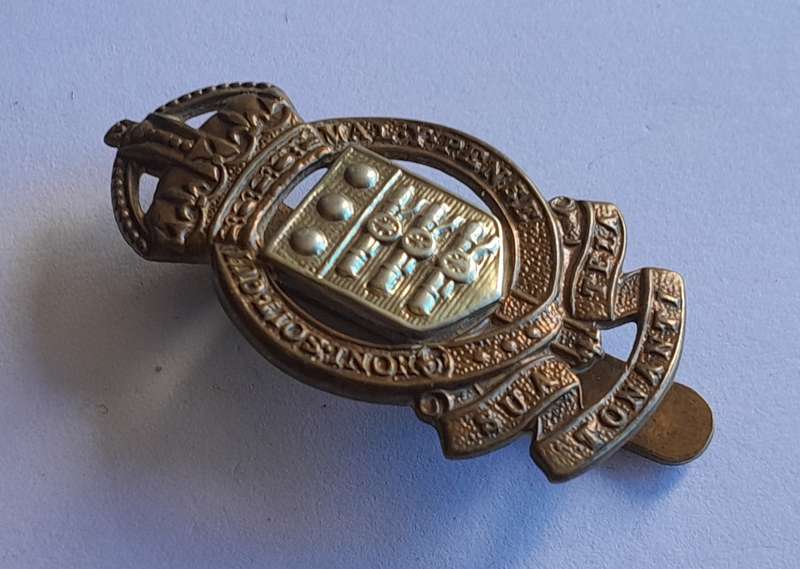 WW2 British Army Ordinance Corps Cap Badge.  Maker's Stamp. Slider Intact.