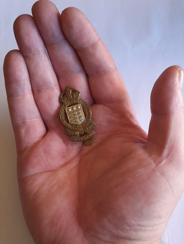 WW2 British Army Ordinance Corps Cap Badge.  Maker's Stamp. Slider Intact.