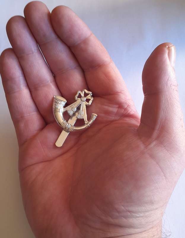 British Army Light Infantry Anodised Cap Badge.  JR Gaunt.