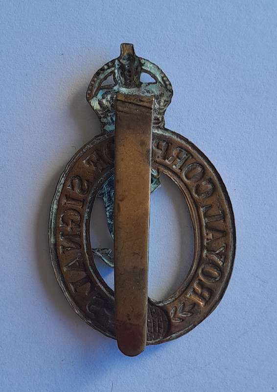 WW2 British Army Royal Corps of Signals Cap Badge.  Slider Intact.