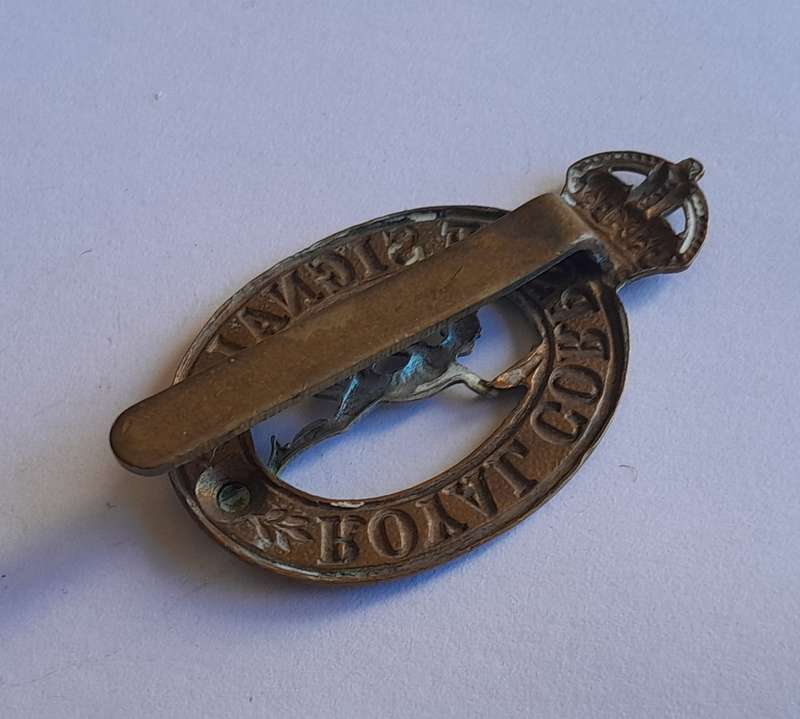 WW2 British Army Royal Corps of Signals Cap Badge.  Slider Intact.