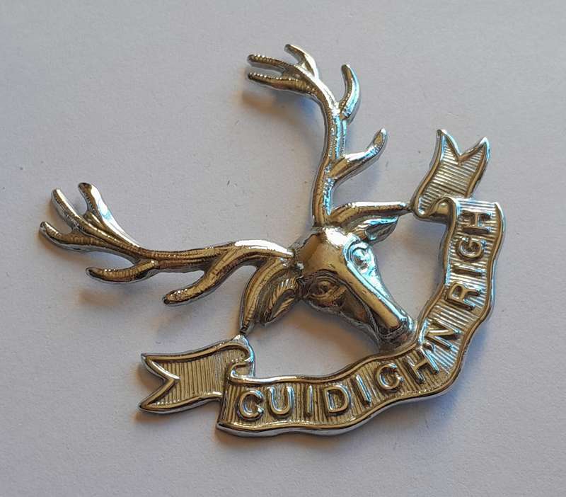 British Army Seaforth Highlanders Cap Badge.  No Lugs.