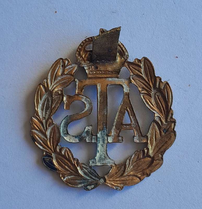 WW2 British Army Auxiliary Territorial Service Corps Cap Badge.  No Slider.