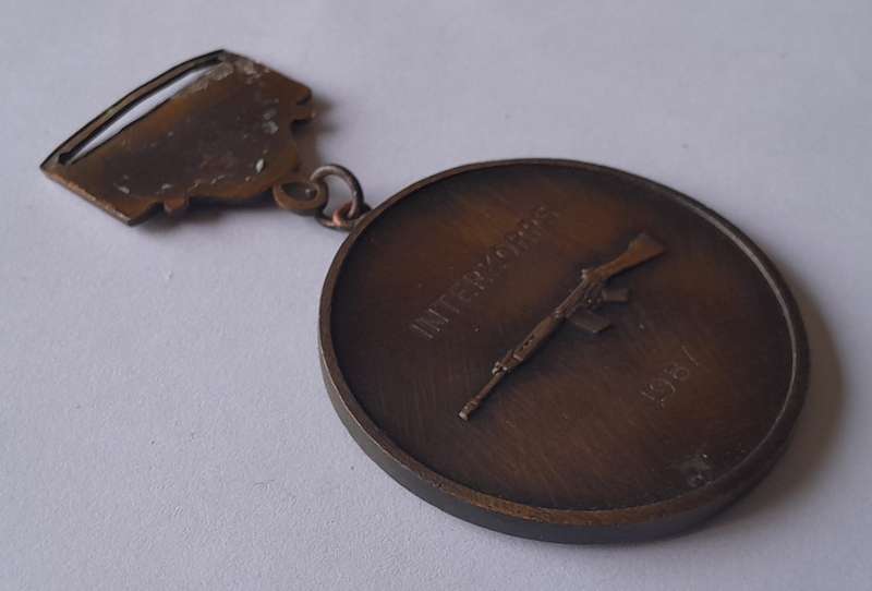 1987 SADF Marksman "Interkorps" Shooting Medal.  Kimberley W.S.K/D.C.S.