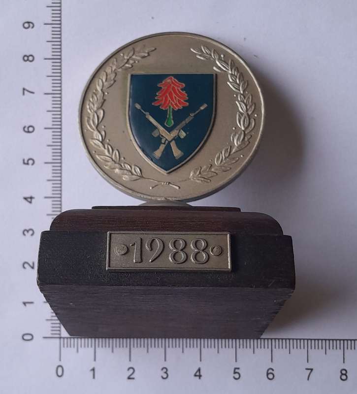 1988 SA Service Shooting Medal Trophy.  "Commando Brandewyn"