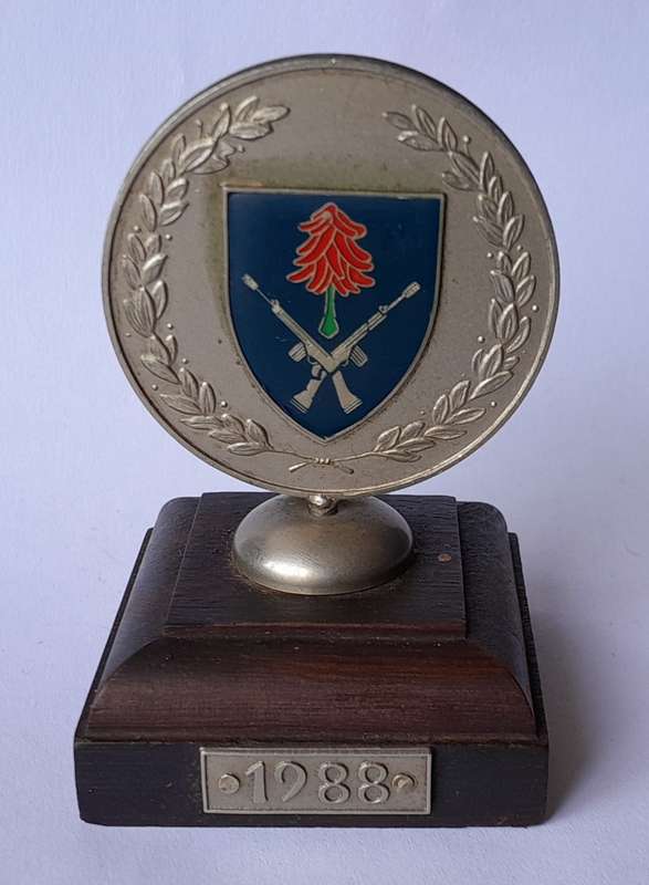 1988 SA Service Shooting Medal Trophy.  "Commando Brandewyn"