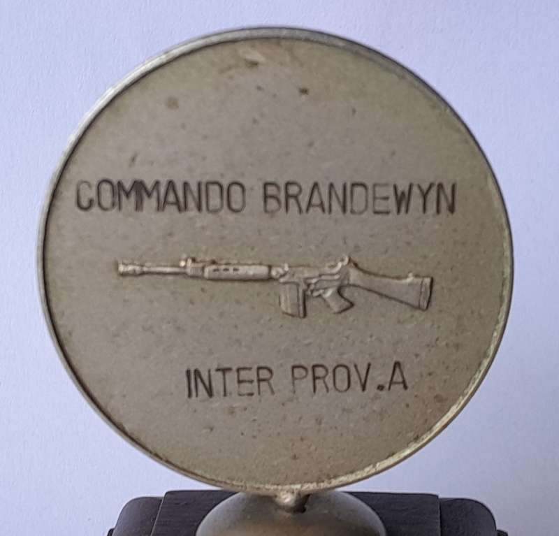 1988 SA Service Shooting Medal Trophy.  "Commando Brandewyn"