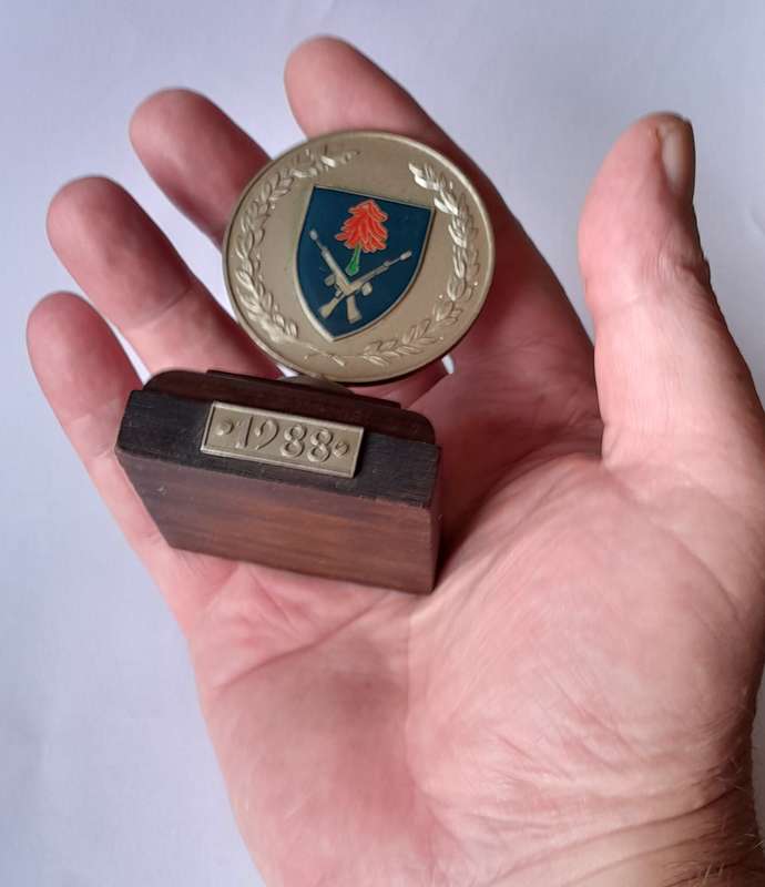 1988 SA Service Shooting Medal Trophy.  "Commando Brandewyn"