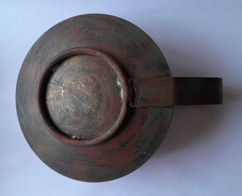 Large Antique Metal Chamberstick Candle Holder With Bronze & Gilt Painted Finish.  32cm.