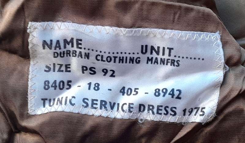 1975 SADF Border War Service Dress Tunic with Flashes, Badges, Ranks etc.