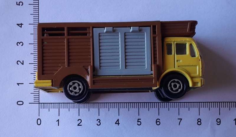 1980's Majorette Die Cast Mercedes Benz Cattle Truck.  Opening Side Ramp.