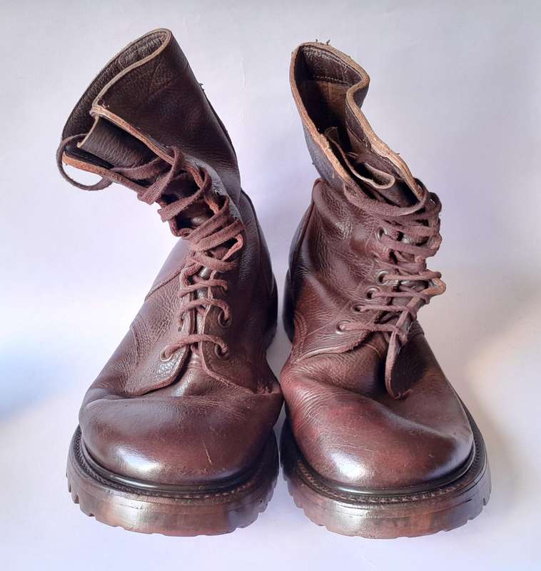 1981 Pair SADF Border War Leather Boots by Bagshaw.  Size 8.